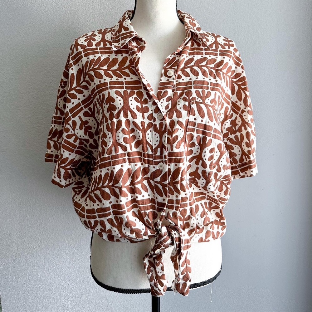 Zara linen button up top